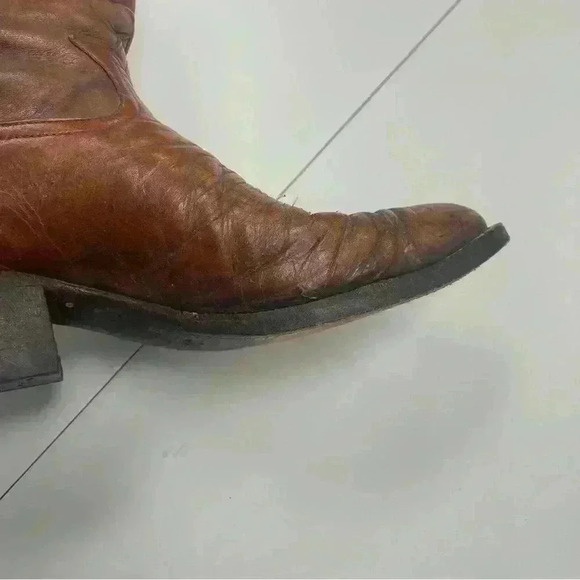 VTG TONY LAMA #5084 Leather Cowboy Western Boots Cognac Marble Brown 10 - B - Picture 11 of 14